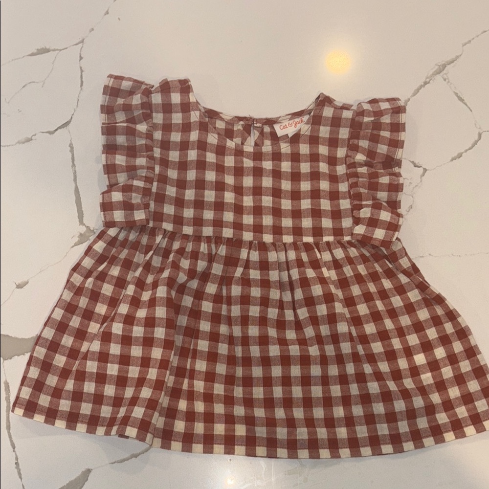 Cat & Jack Red and White Plaid Blouse